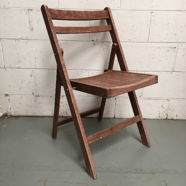 CHAIR, Folding Timber - Aged Slatted